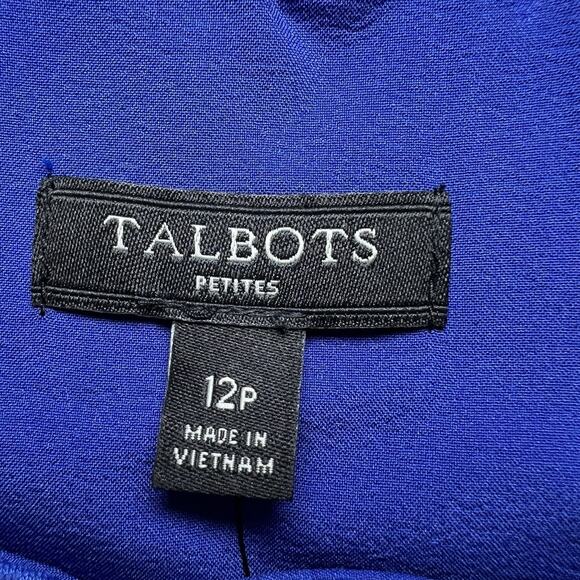Talbots Petites Scallop Square Neckline Sheath Dress Size 12P Blue New With Tags - Picture 3 of 7